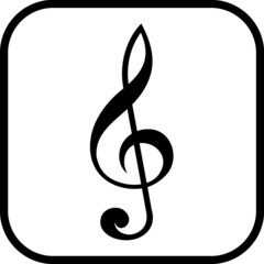 Treble violin clef. Music and sound vector icon isolated