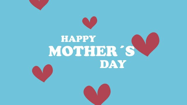 happy mothers day lettering with hearts