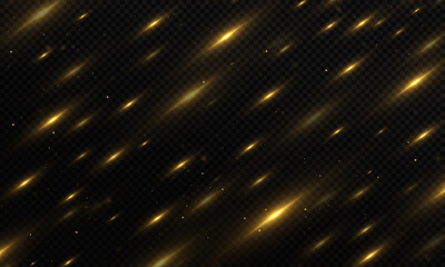 Shiny golden background. Vector gold glitter particles background effect for luxury greeting rich card. Star dust sparks in explosion on black background.