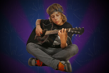 Rocker teen with accoustic guitar