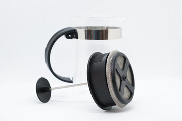 French press glass decanter. The piston is right next to it