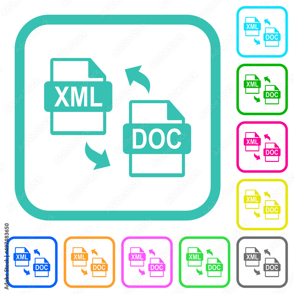 Poster xml doc file conversion vivid colored flat icons