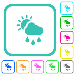Sunny and rainy weather vivid colored flat icons