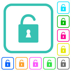 Unlocked padlock with keyhole vivid colored flat icons