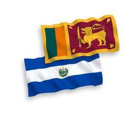 Flags of Sri Lanka and Republic of El Salvador on a white background