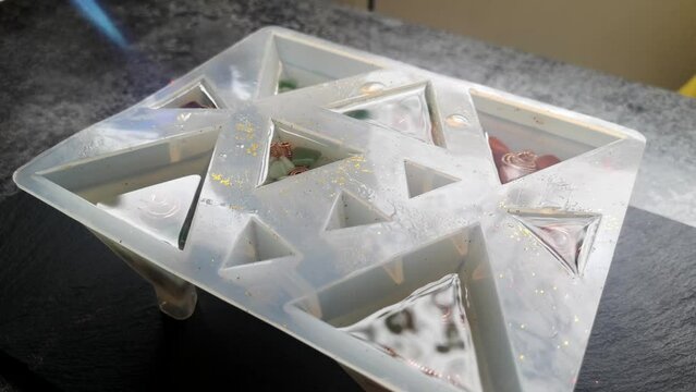 Blow torch Orgone spiritual crystal gemstone resin pyramid silicone mould