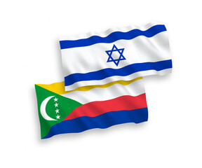 Flags of Union of the Comoros and Israel on a white background