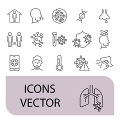 Flu and coronavirus  icons set . Flu and coronavirus  pack symbol vector elements for infographic web