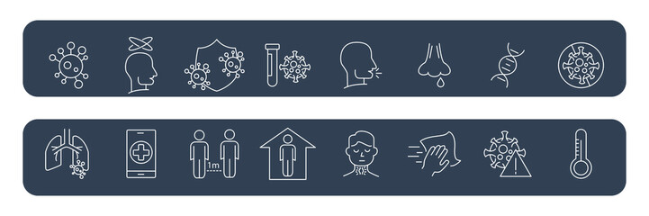 Flu and coronavirus  icons set . Flu and coronavirus  pack symbol vector elements for infographic web