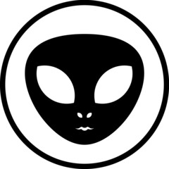 Cartoon alien face. Space invader head icon