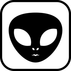 Cartoon alien face. Space invader head icon