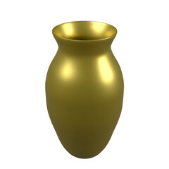 3D rendering isolated gold vase in white background