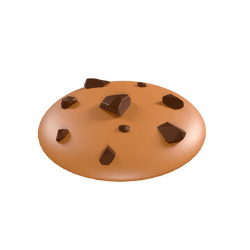 3D rendering isolated chocolate chips cookie in white background