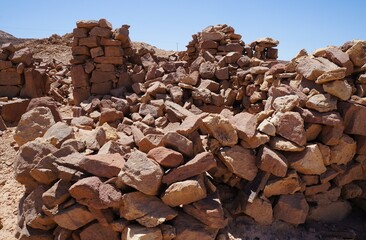 Ruins of ancient houses in the desert
