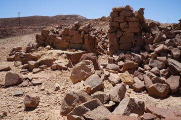 Ruins of ancient houses in the desert
