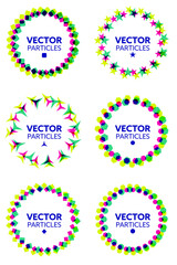 Set of Colored Circles Formed by Different Geometric Shapes. Abstract design elements. Vector illustration. creative abstract vector set.