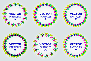 Set of Colored Circles Formed by Different Geometric Shapes. Abstract design elements. Vector illustration. creative abstract vector set.