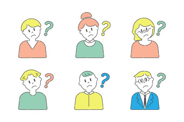 首をかしげているいろいろな人3　男性　女性　カラー