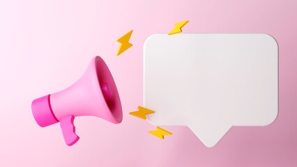 megaphone with speech bubble 3d illustration background