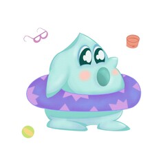 cartoon jelly about tourism Vacation in the sea, fantasy, fantasy