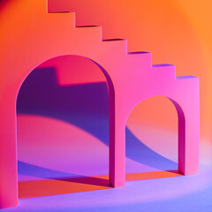 Abstract background with geometric forms in bright color for product presentation.