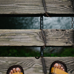 Looking down from the suspension bridge