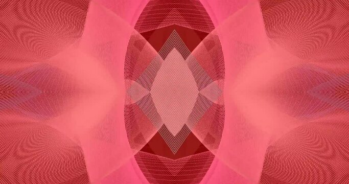 Movement of abstract red linear figures. Virtual space of chaotic lines.