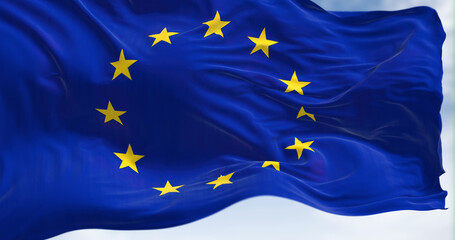 The flag of The European Union flapping in the wind