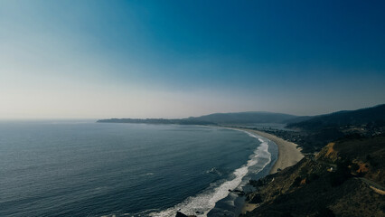 Aerial view of the Stinson Beach area of the Pacific Coastline, Marin County, north San Francisco...
