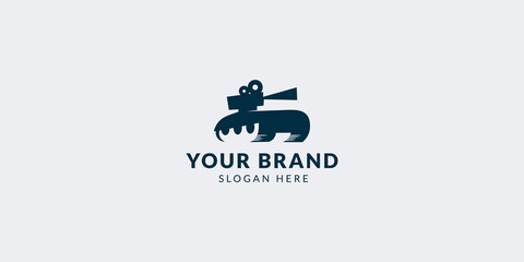 Camera Creative Tank, War Film Action Cameraman, Cinema Video Film Production logo design