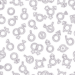 Gender symbols pattern. Signs of sexual orientation. Vector.