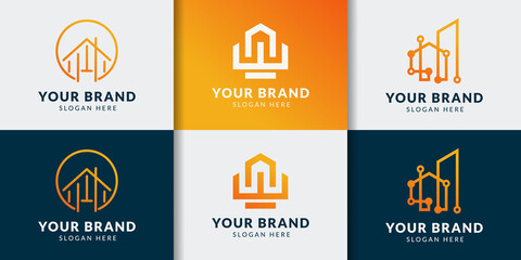 data technology house logo design inspiration collection