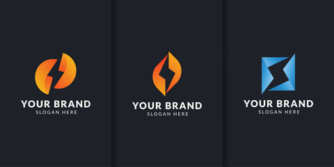 Flash Logo abstract design vector template. Lighting bolt icon.