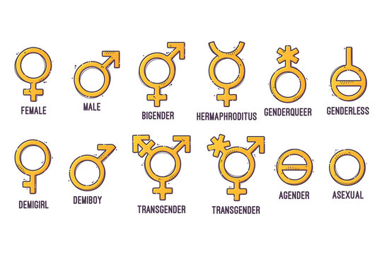 Gender symbols collections. Signs of sexual orientation. Vector