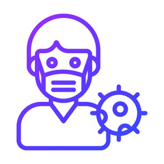 male Coronavirus Infected Healthcare Medical, vector graphic Illustration Icon.