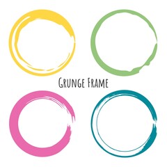 Circle brush stroke, hand drawn paint frame for design logo, banner, card.