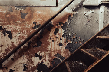 Vertical shot of old rusty stairs