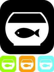 Fish tank with Goldfish in the water.  Vector icon isolated