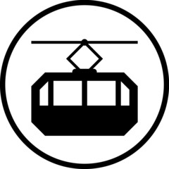Cable way funicular car. Vector icon isolated