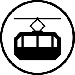 Cable way funicular car. Vector icon isolated
