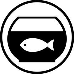 Fish tank with Goldfish in the water.  Vector icon isolated