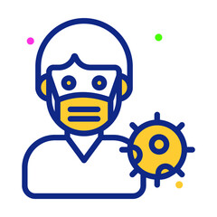 male Coronavirus Infected Healthcare Medical, vector graphic Illustration Icon.