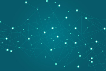 Network abstract connection isolated on blue background. Network technology background with dots and lines. Ai background. Modern abstract concept. Ai background vector, network technology