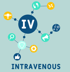 IV - Intravenous acronym. medical concept background.  vector illustration concept with keywords and icons. lettering illustration with icons for web banner, flyer, landing