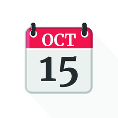 Fototapeta premium October 15 Calendar Icon. Calendar Icon with white background. Flat style. Date, day and month