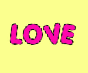 Love text vector isolated template. Sound effect bang icon