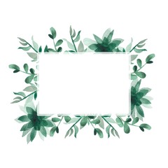 frame with green leaves twig background