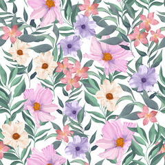 Watercolor floral garden Seamless Pattern. A Pattern for fashion and print. 