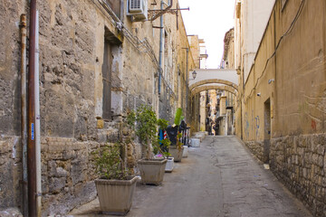 Fototapeta na wymiar Typical street in Old Town in Palermo, Italy, Sicily 