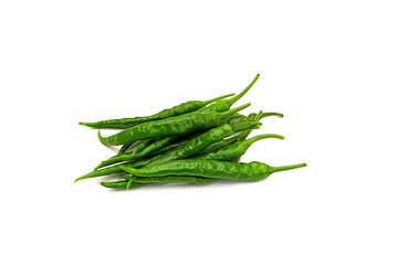 白背景の青唐辛子　コピースペースあり Green chili peppers (chile verde) on white background with copy space